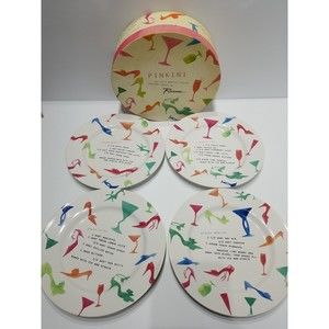 Rosanna Pinkini 4 Martini Salad Plates Drink Recipes Ladies Night Party Fun Gift
